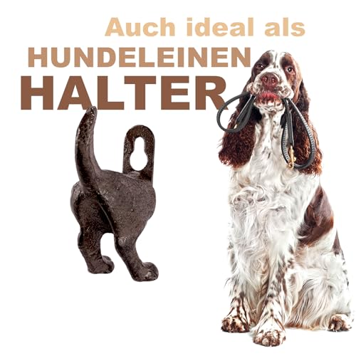 BigDean 2er Set Garderobenhaken Fiffi - Hundehaken Wandhaken Hund Gusseisen Haken Hundepopo - Garderobe für Hundeleinen, Schlüssel & Kleidung