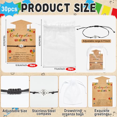 Image of gisgfim 40 Sets Graduation Gifts Compass Bracelet Bulk with Inspirational Gift Cards White Organize Bags for 2025 Graduation Present End of School Year Party Favor
