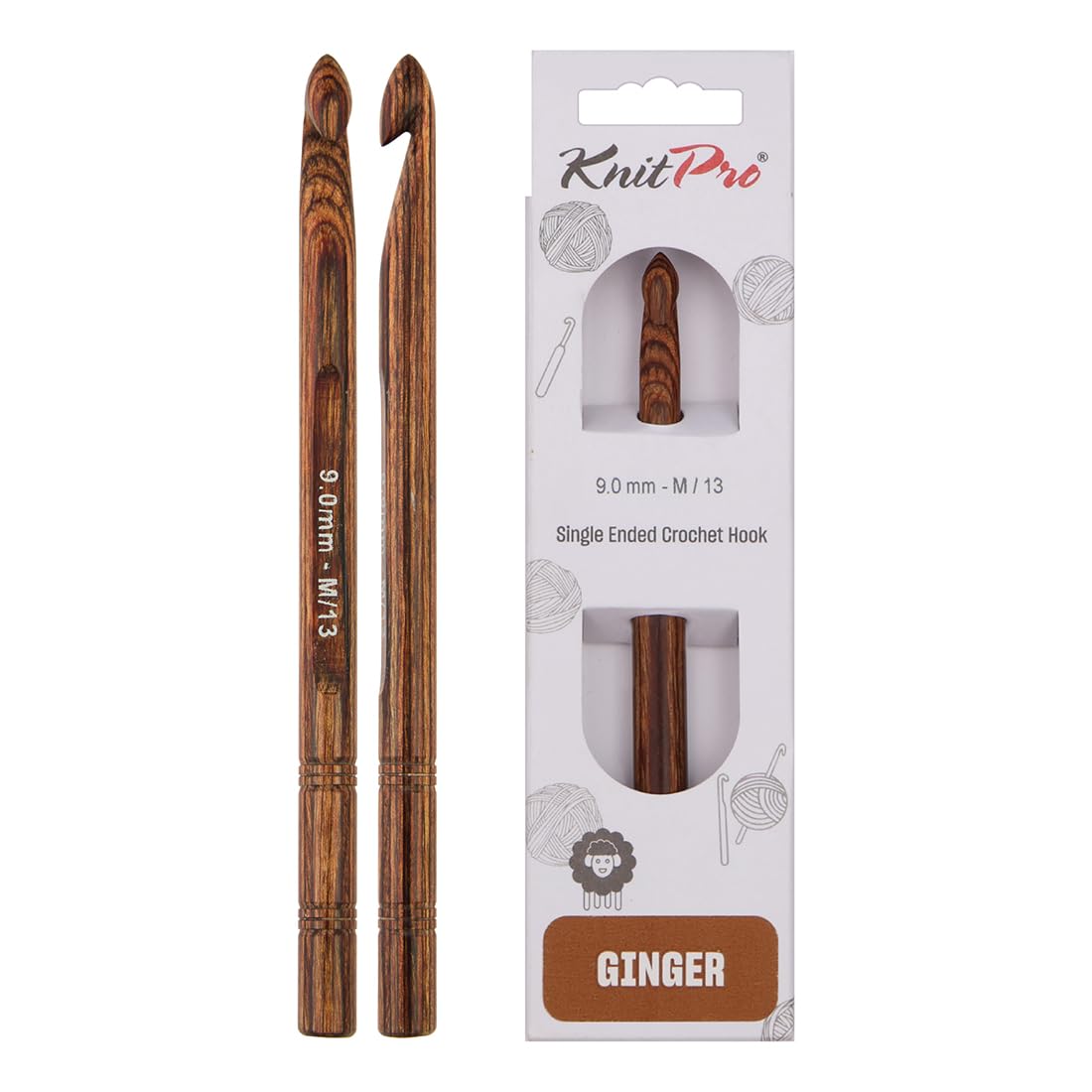 KnitPro Crochet Hook, Wood, Assorted, 9mm