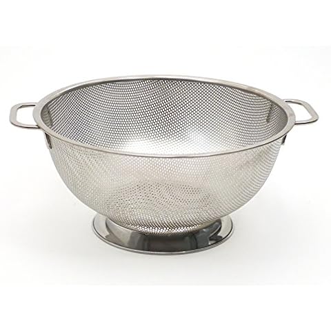 RSVP International International Endurance Stainless Steel Precision Pierced Colander, 5-Quart (Punch-5), Silver Cover