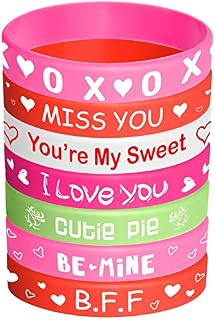 TUPARKA 35 Pieces Valentine Rubber Wristband Valentines Day Silicone Bracelet for Valentines Party Kids School Gifts Supplies