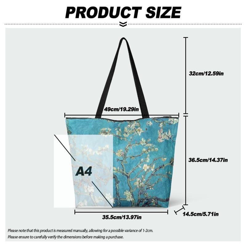 Image of Art Lover Zippered Tote Bag Waterproof Large Work Tote Bags, Artwork Women's Purse Handbags Travel Totes