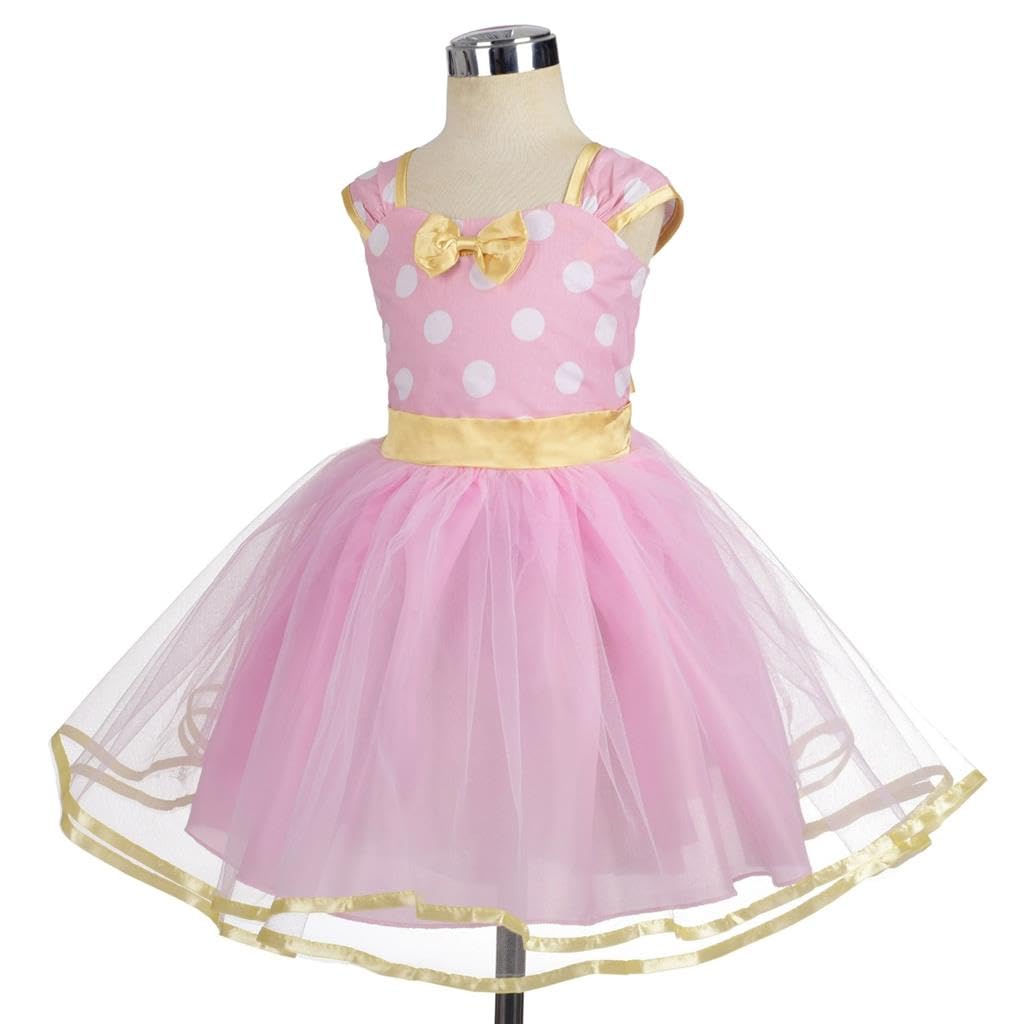 Lito Angels Niñas de lunares de Ratona Vestir de cumpleaños Disfraz de Carnaval Halloween de fiesta Vestidos de tutú Con Diadema orejas Talla 5-6 años Rosa (Número de etiqueta 140) - 3