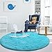 Gifeas Blue Round Rug for Girls Bedroom, Fluffy Circle Carpet 4'X4' for Kids Room Decor Shaggy Circular Rug for Baby Nursery Dorm Upgrade Fuzzy Plush Rug for Living room Cute Room Decor for Teens Baby