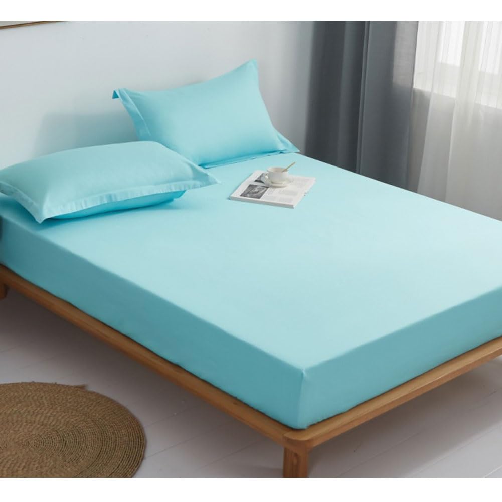 Lenzuolo con Angoli Elasticizzati King Size Piccolo in Cotone con Tasca Profonda 25 cm/30 cm Leggero e Traspirante per la casa 1 Pezzo Blu California King