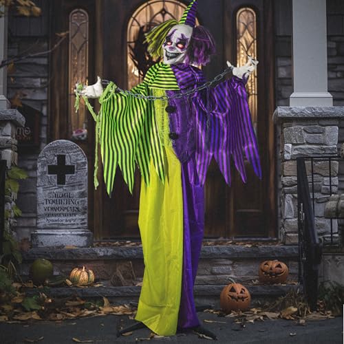 Hourleey-Halloween-Animatronics-Clown-Decorations-6-FT-Life-Size-Standing-Talking-Clown-Prop-with-Light-Up-Eyes-Sound-Animated-Decoration-for-Halloween-Indoor-Outdoor-Decoration