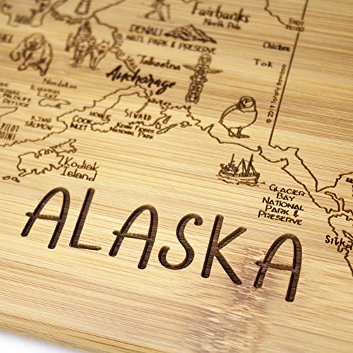 Image of Totally Bamboo A Slice of Life Alaska Engraved Map Cutting Board