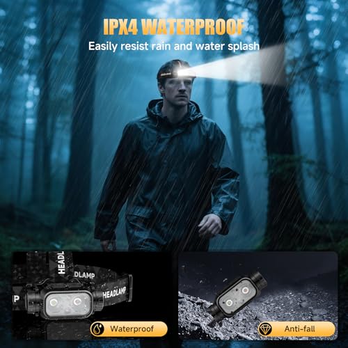 Lampe frontale LED rechargeable puissante et légère avec détecteur