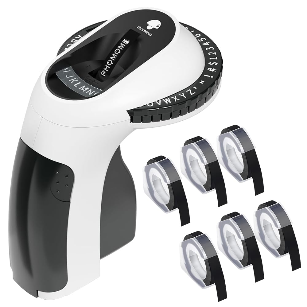 Foreverup Etichettatrice a Rilievo, 3D Etichettatrice Etichette Adesive,Etichettatrice per goffratura con 6 Nastri per Etichette, Comoda per Utile Casa Ufficio Cucina(Nero)