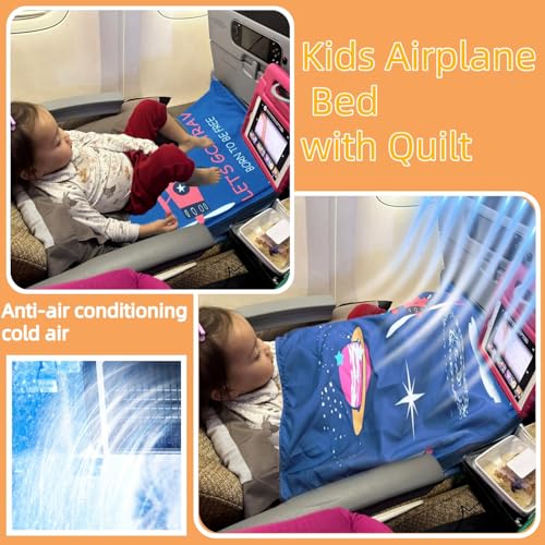 Rdttlv Baby Airplane Bed, Airplane Seat Extender for Kids?Toddler Travel Bed?Portable Kids Travel Bed, Toddler Travel Essential? Foldable Airplane Crib for Kids (Blue)