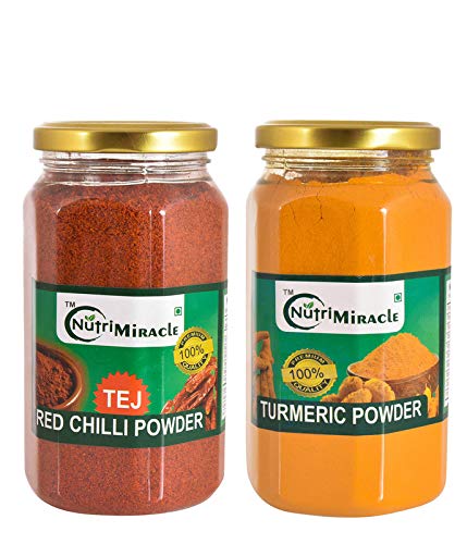 Image of NUTRI MIRACLE 550gm Spice Powder Combo Pack Of Two,Red Tej Chilli Powder,250gm And Turmeric /Haldi Powder,300gm