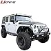 U-Drive Front Bumper, Black Textured Rock Crawler Bumper with 4 Led Lights and Winch Plate for 2007-2018 Jeep Wrangler JK