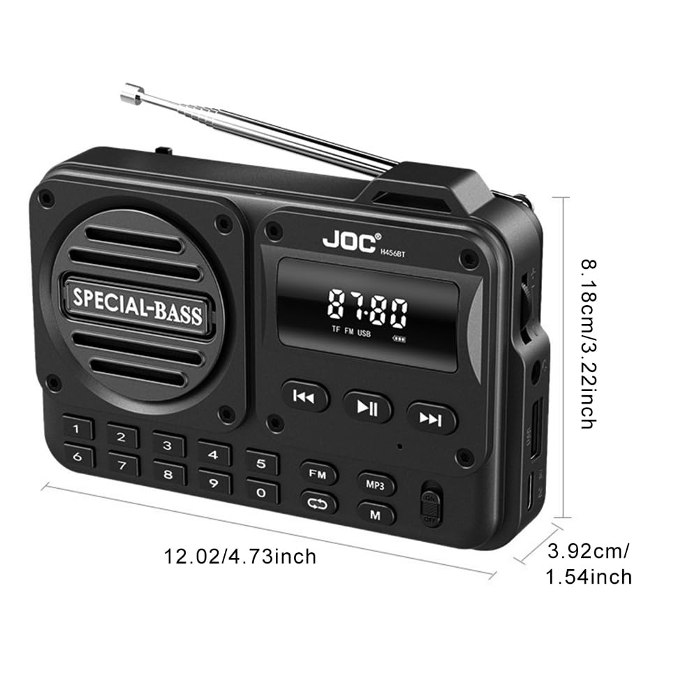 Radio FM Digital portátil, grabadora de Radio Digital Recargable BT 5.4, Altavoz de Radio para Viajes en casa, Regalos para Personas Mayores