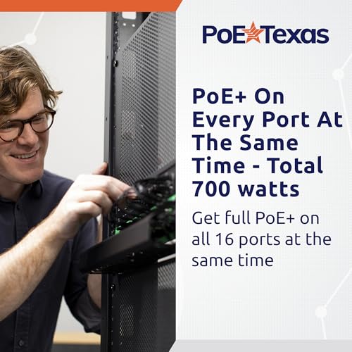 Image of PoE Texas 16 Multi Port IEEE 802.3at PoE+ Injector - Get Full PoE+ On Every Port - Total 700 Watt Power - 10 /100 /1000 Gigabit Data - Active PoE+ Injector for WiFi Access Points, PTZ Cameras, IP Phones