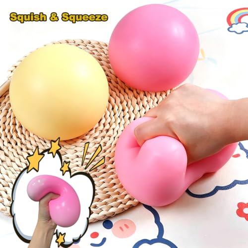 Giant Mochi Squishy Toy 10cm,Jumbo Squeeze Dough Ball,Super Soft Slow Rising Stress Relief Squeeze Ball, Large Flowing Creamy Texture Sensory Toy for Party Favor & Birthday Gifts,Big Squishy (Yellow) - Image 6
