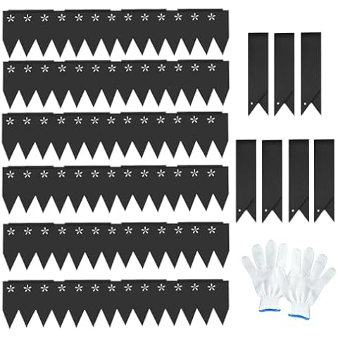 6 Pcs Pack Total 18 FT Galvanized Steel Landscape Edging with 7 Clips & 1 Gloves, 36 x 7.5 Inches Each Metal Garden Yard Landscape Edging Border, No-Dig Hammer-in Heavy Duty 14-Gauge Metal Edge Cover