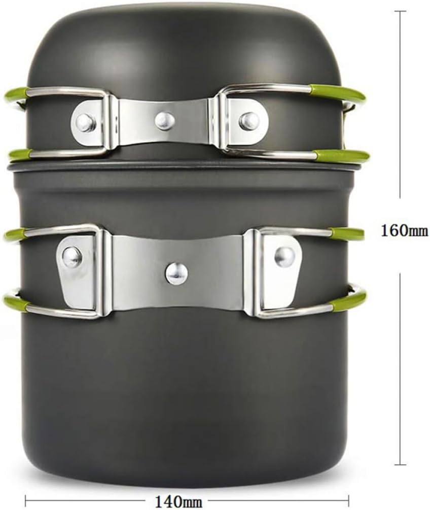 BESPORTBLE Portable Aluminium Alloy Camping Cookware Person Outdoor Cooking Pot Kit