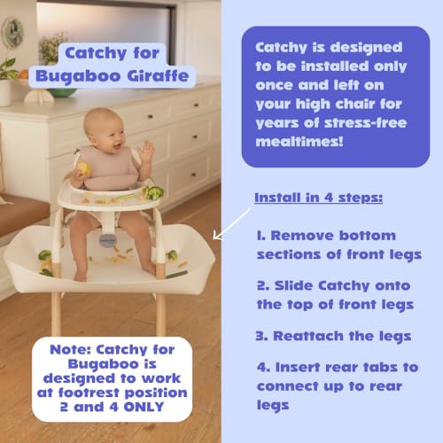 Image of CATCHY - Food Catcher - Compatible with Bugaboo Giraffe + 11 Other High Chairs - Highchair Sold Separately - Baby Food & Mess Catcher - Under High Chair Accessory | High Chair Food Catcher - High Chair Sold Separately - Baby & Toddler Food & Mess Catcher - Under High Chair Accessory