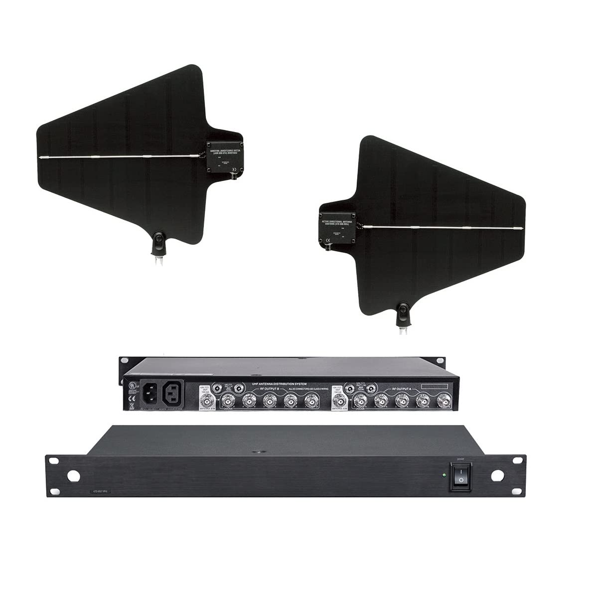 Generic Wireless Microphone Antenna Distribution Amplifier for Shure Cordless Microphone System Handheld Headset Lavalier with 2 Antenna Paddles for Stage Performance, Theatre, School, Church