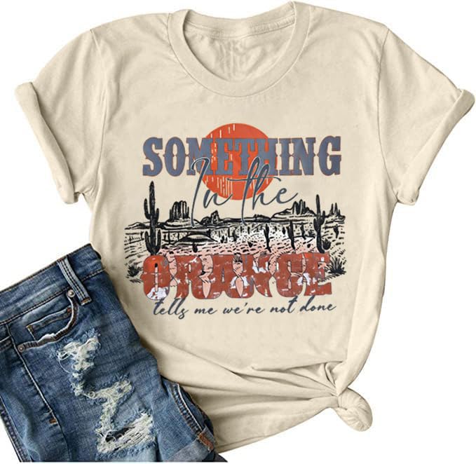 Womens Vintage Country Music T-Shirt Western Sunset Graphic Tees Concert Casual Short Sleeve Tops Tshirt