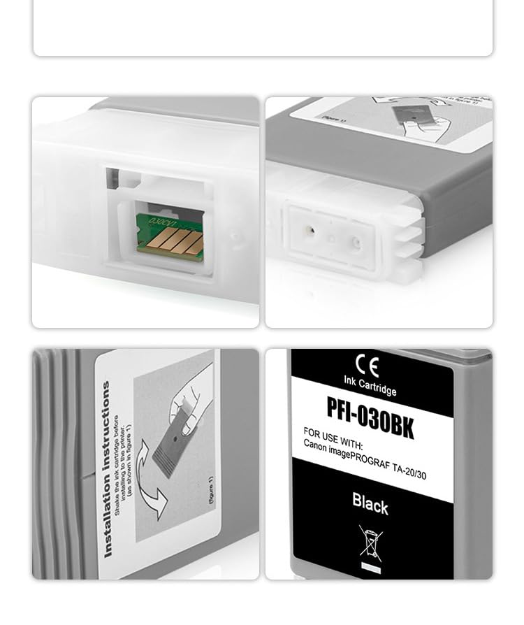 Image of Compatible Pigment Ink Cartridge Replacement for Canon PFI030 PFI-030 PFI-030MBK PFI-030BK PFI-030C PFI-030M PFI-030Y ImagePrograf TA-20 ImagePrograf TA-30 (5-Pack CMYBKBK)