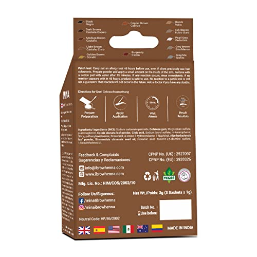 MinaiBrow Instant Hair Dye Kit Light Brown | Natural Spot Coloring Tinting Powder, Water & Smudge Proof | 100% Grey Coverage Upto 30 Applications - Image 3