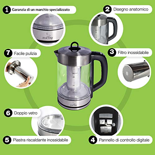 Hervidor eléctrico inalámbrico de cristal resistente a altas temperaturas, 1,7 l, tetera de apagado automático de 40 a… - Imagen 8