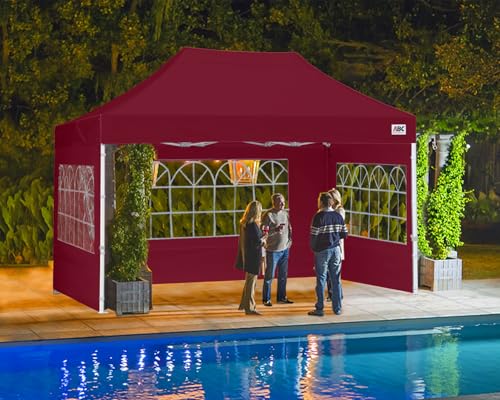 Image of ABCCANOPY Pop up Canopy Tent with Elegant Church Window 10X15,Burgundy