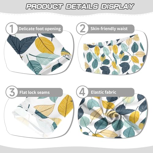 ZZKKO Girls Leggings Green Yellow Leaves Toddler Girls Clothes Leggings for Girl Toddler Girl Trousers3