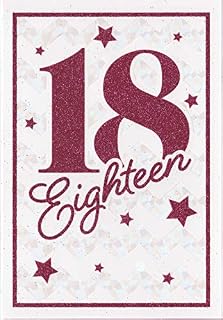 Happy Birthday Card 18th 18 Pink Glitter for Her