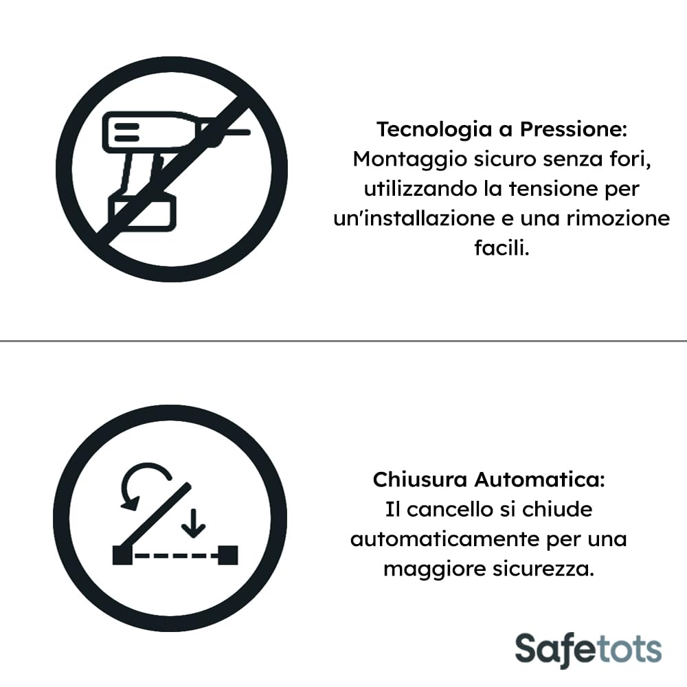Bettacare Cancello per Scale Auto Close, 111 cm - 118 cm, Nero Opaco, Cancello di Sicurezza a Pressione, Cancelletto per Bambini, Barriera di Sicurezza per Porte, Corridoi e Spazi