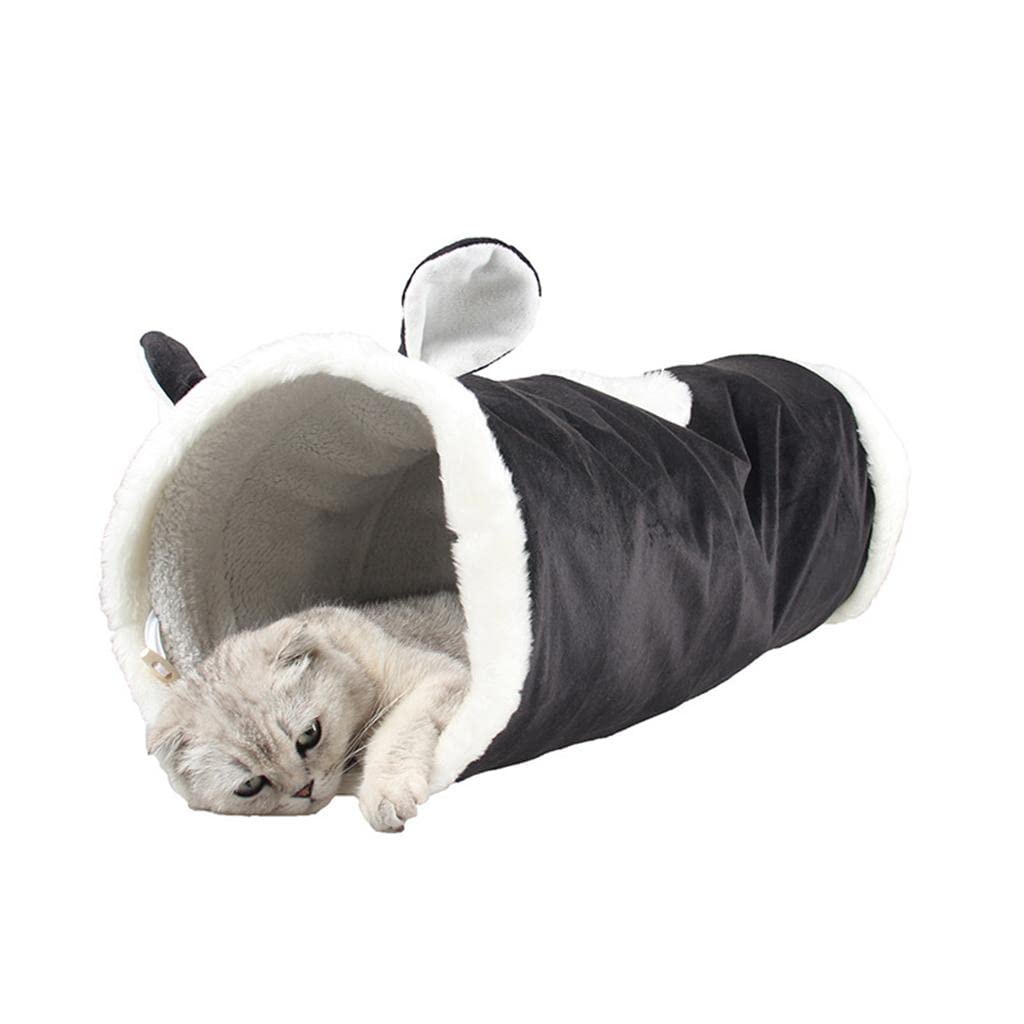 Milageto Cat Tunnel Tubo de Peluche Colapsible Juguete para Mascotas con Ventana para Gatos Gatitos Cachorros Y Conejos Apto para Entretenimiento Y Ejercicios, Gato Negro