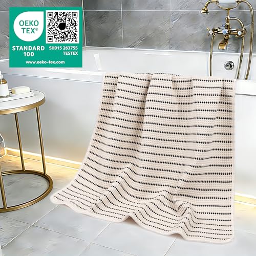 Image of POLYTE 430 GSM Microfiber Oversize Quick Dry Lint Free Bath Towel, 60 x 30 in, 4 Pack (Waffle Weave)