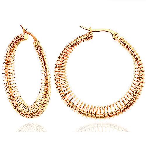Créoles dorées 14K pour femme avec filigrane tressé chic
