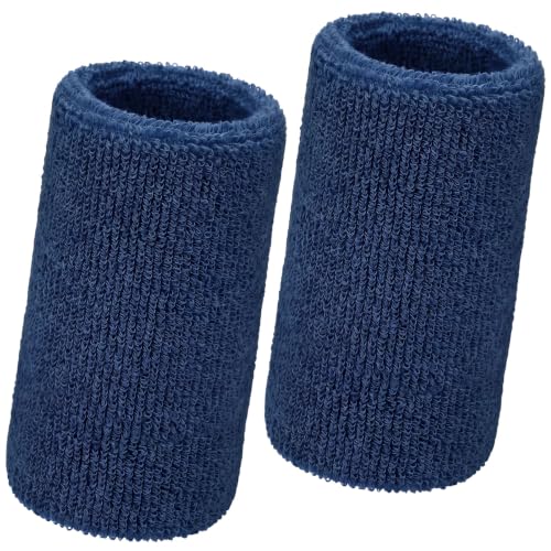 Image of WILLBOND 2 Pcs 6 Inch Wrist Sweatbands for Men and Women, Moisture Athletic Cotton Sweatband for Tennis, Basketball, Running