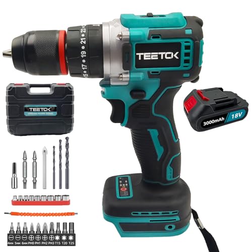 Schlagbohrmaschinen, Akku Bohrschrauber Ersatz Für Makita, Akkuschrauber Das Maximale Drehmoment Beträgt 120N.M, Akku Bohrmaschine 2-Gang, 25+3 Treibereinstellungen, Bürstenloser Motor, 3000mAh Akku