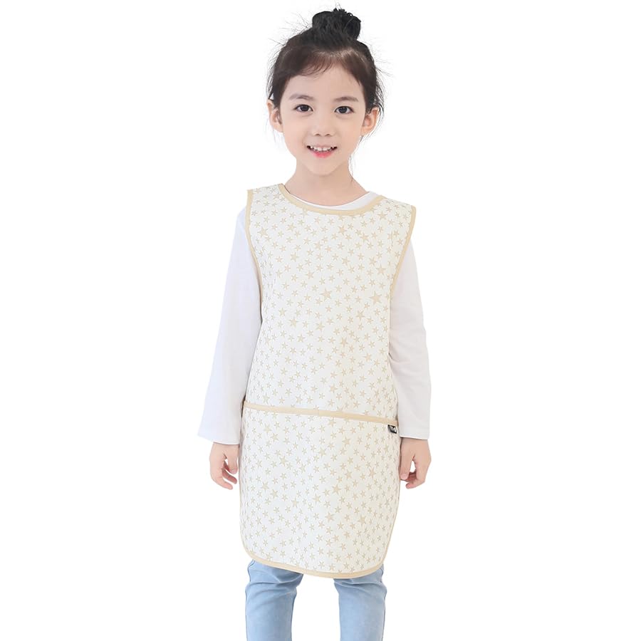 Kids Waterproof Art Tabard | Sleeveless Messy Play Painting Smock for Toddlers | Size SโXL | Kids Artist Apron for School, Daycare, Crafts, Begie Star (12-M) โ image 1