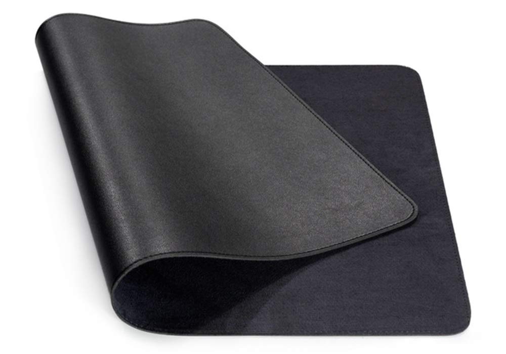 Nonebranded Double-side Portable Desk Pad, Waterproof Desk Blotter Protector, Leather Desk Writing Mat Mouse Pad (Color : Black, Size : 26 X 21 CM)