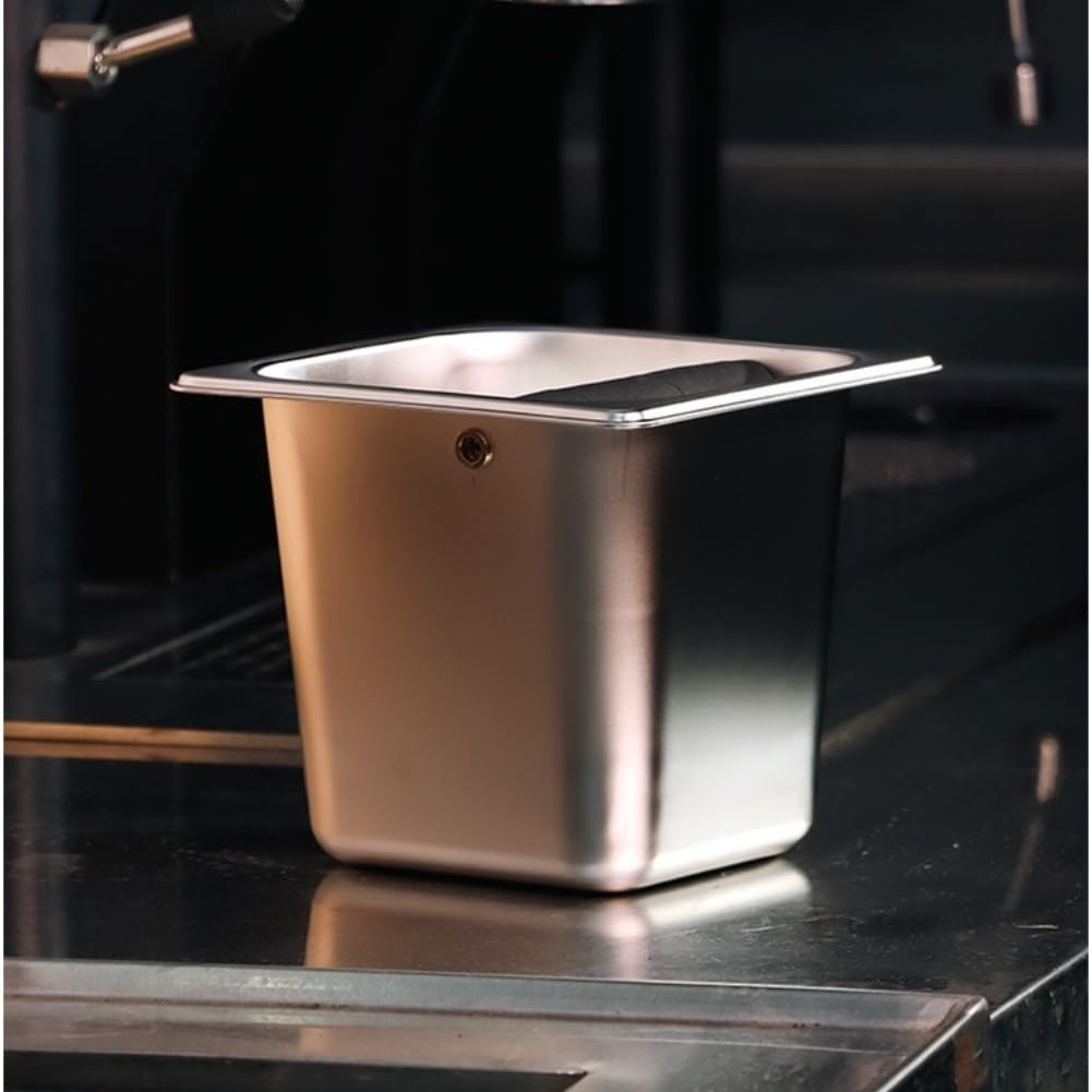 Contenitore compatto per caffè espresso in acciaio inox e legno compatto (A