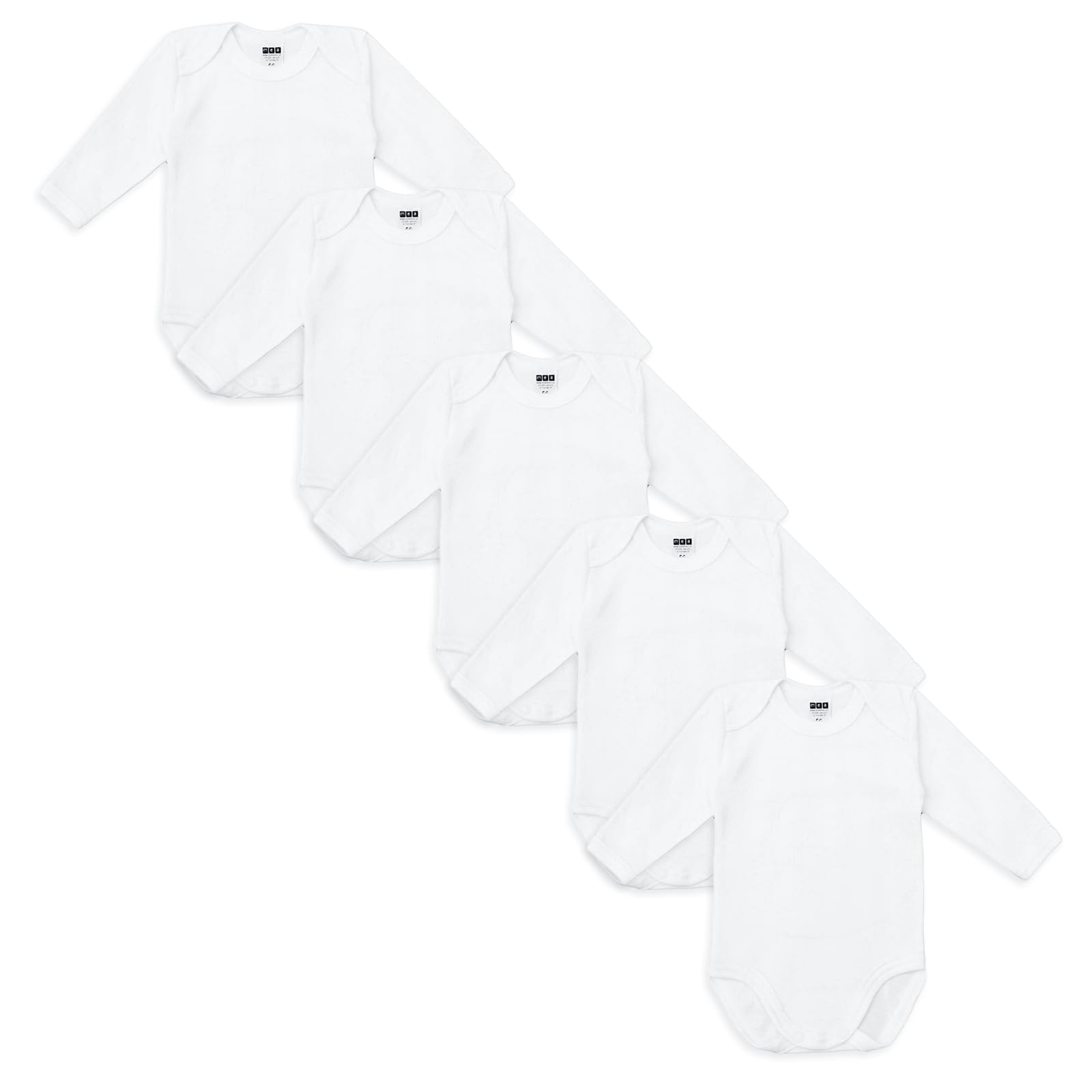 Body de manga larga para bebé, 100% algodón, unisex, para niñas y niños, color blanco natural, paquete de 5 unidades