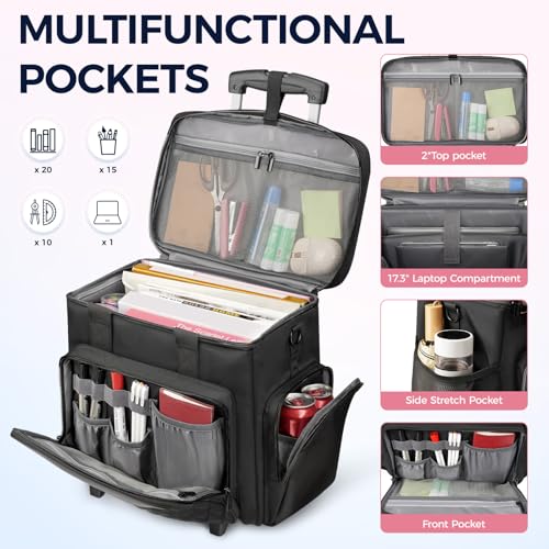 Image of Ytonet X-Large Rolling Teacher Bag with Tote Bag, Rolling Cart for Teacher