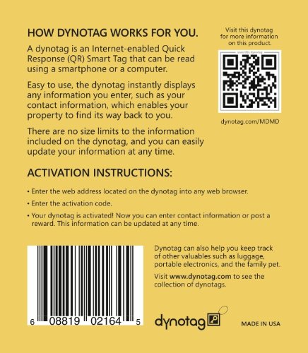 Dynotag Web Enabled Smart Mini Fashion ID Tags, with DynoIQ & Lifetime Recovery Service. 3 Identical Tags for Gear (Original White) - Thumbnail 6
