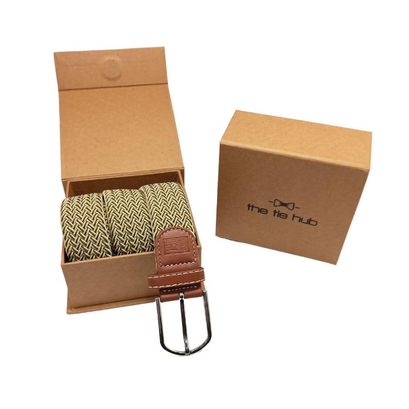Image of The Tie Hub Unisex Stretchable Woven Fabric Belt | Adjustable, Hole-Free Design | Fits Up to 40 Inches Waist