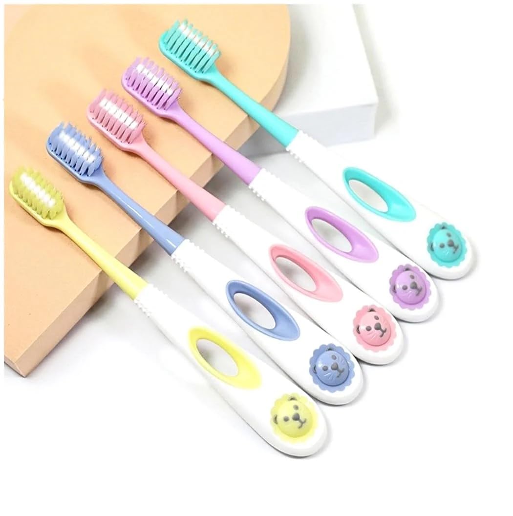 RUJVE Kids Toothbrush Cute Tooth Brush, Pack of 5 Pcs, PBT Soft Bristles Toothbrush for 3-12 Years old Children, Manual Toothbrush for Kids - Multicolor-image-6
