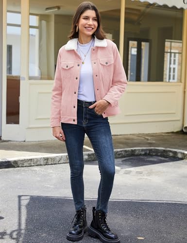 YUCOLEN Corduroy Sherpa Jacket Women - Trendy Fleece Lined Shackets Winter Warm Button Down Casual Cute Western Coats 20254