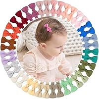 ALinmo 40 Pcs Small Size 2 Inch Baby Bows Hair Clips Craft Bows Ribbon Bows with Full Ribbon Covered Hair Bow Clips for Baby Fine Hair Light-colored