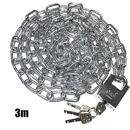 Image of Keyed Padlocks Steel Heavy Chain Lock, Waterproof and Rustproof Bicycle Anti-Theft Lock, 0.5m-5m (Size : 3m)