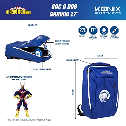 Zaino per Laptop da Gioco My Hero Academia, Protezione e Trasporto, 17", Blu/Bianco, 27L - RAM - Immagine 4