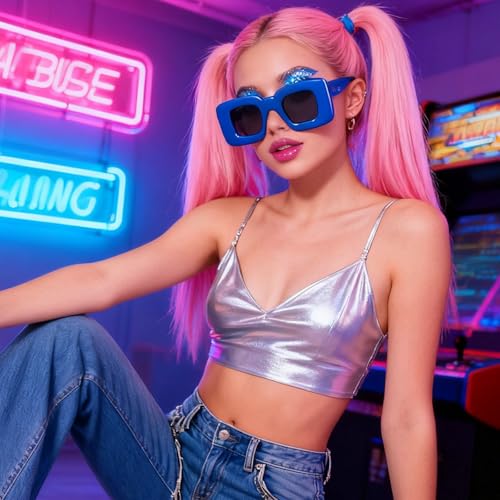 Image of laureles Fashion Cat Eye Y2K Sunglasses Women Vintage Red Yellow Blue Square Sun Glasses Men Punk Shades UV400