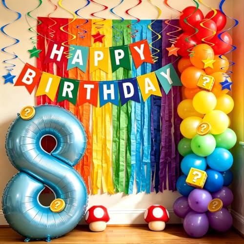 Image of BEISHIDA Rainbow Happy Birthday Banner with Stars for Kids Women Men Birthday Decor